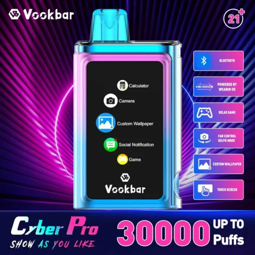 Vookbar Cyber Pro 30000 puff a doppia maglia touchscreen 0% 2% 3% 5% Sigarette elettroniche monouso a bassa nicotina con 20 gusti e funzione ricaricabile