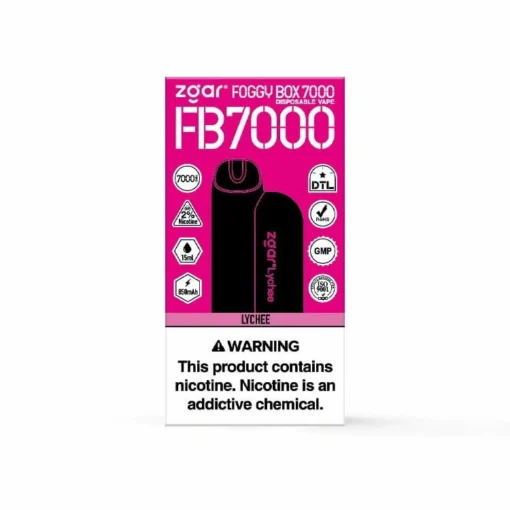 ZGAR FOGGY BOX 7000 Puffs – Adjustable airflow, 2% nicotine, Rechargeable Disposable E-Cigarette for bulk orders wholesale - Image 2