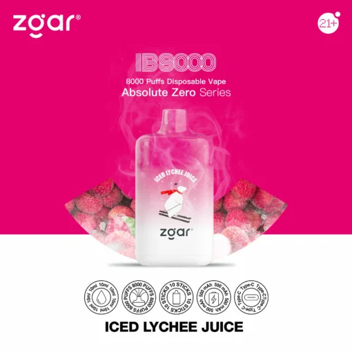 ZGAR EISBOX 8000 treinen - 15 smaken, 2% nicotine, Herlaadbare wegwerp vape Groothandel - Afbeelding 5