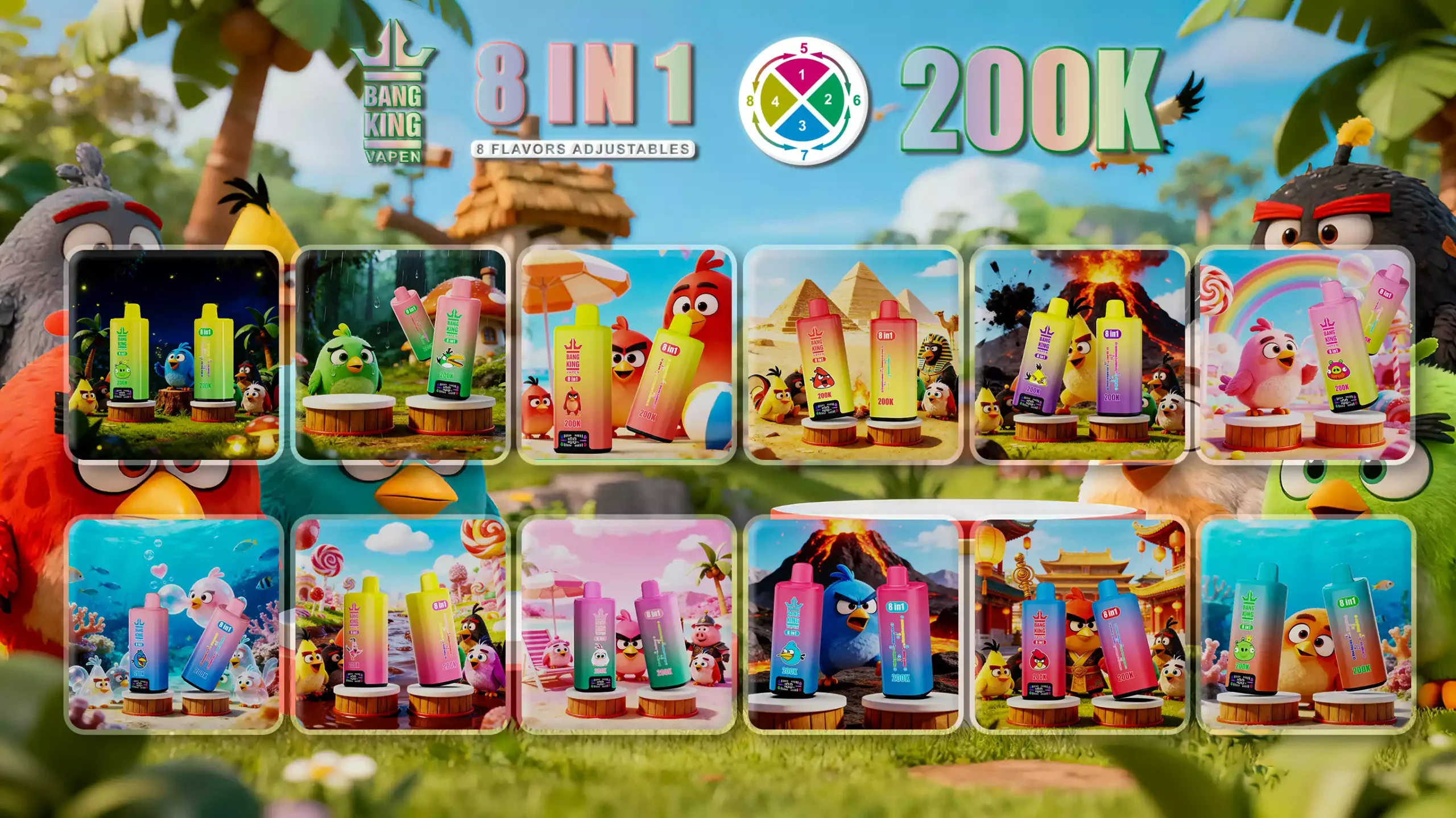 BANG KING 200K DSK073 Einweg-Vape mit 1.0Ω Quad-Mesh-Coil und 8 Aromen-Switch – 200.000 Puffs Bulk-Kauf