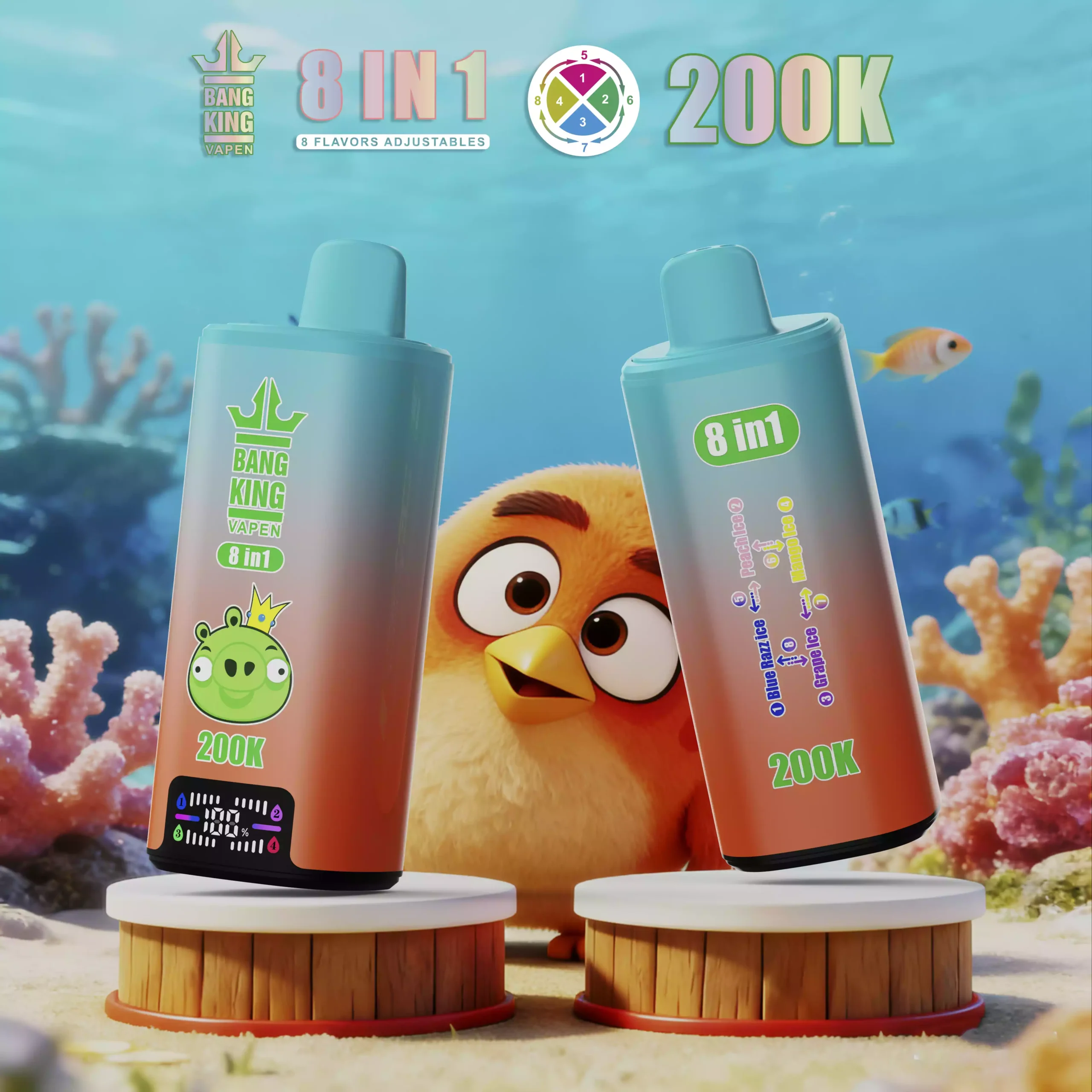 BANG KING 200K DSK073 Einweg-Vape mit 1.0Ω Quad-Mesh-Coil und 8 Aromen-Switch – 200.000 Puffs Bulk-Kauf – Bild 3