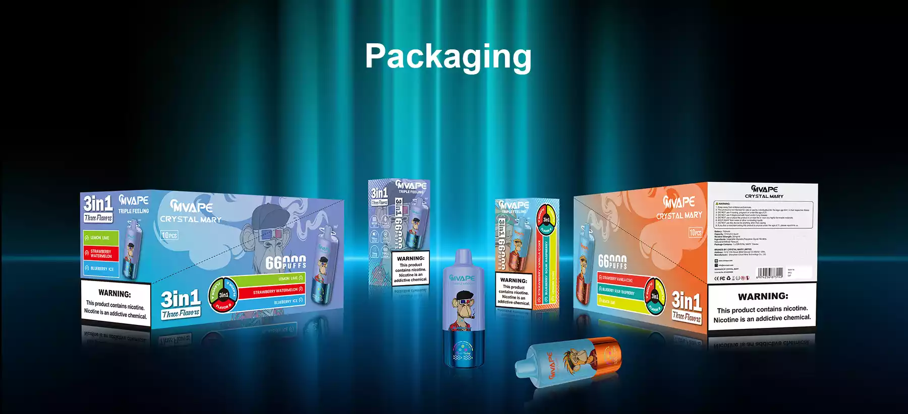 CRYSTAL MARY PULSE TRIPLE 66K 66000 Puffs mit Mesh Coil Einweg-E-Zigaretten Bulk Buy